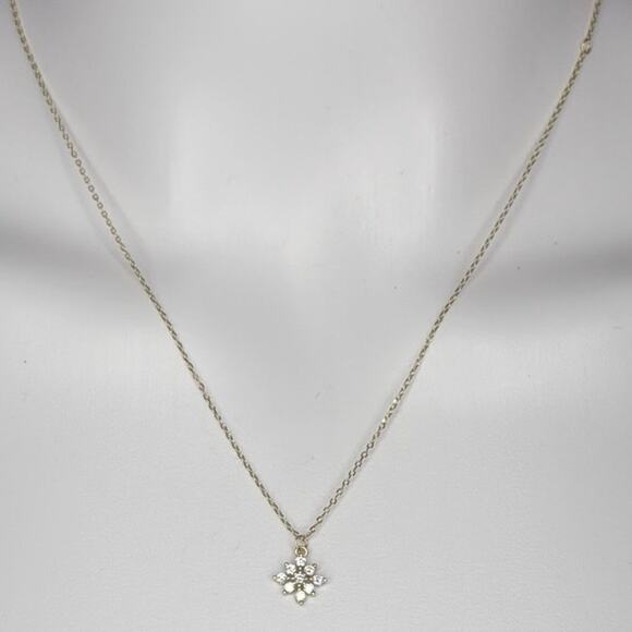 14K Gold Plated CZ Snowflake Sterling Silver Necklace - Picture 3 of 5